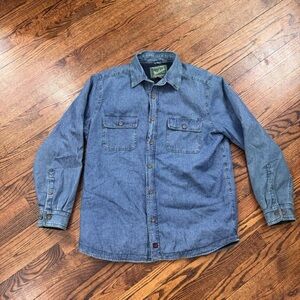 Woolrich Fleece Lined Denim Button-Up Coat Size Large